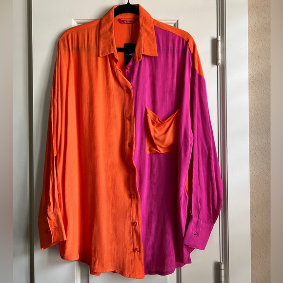 Carina Tops - Carina Block Color Button up Blouse